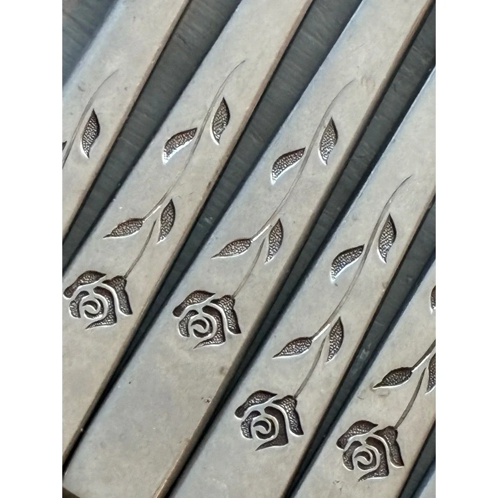 Oxford Hall 1974 Rose Stainless Steel Dinner Knives Set of 6 Japan Flatware